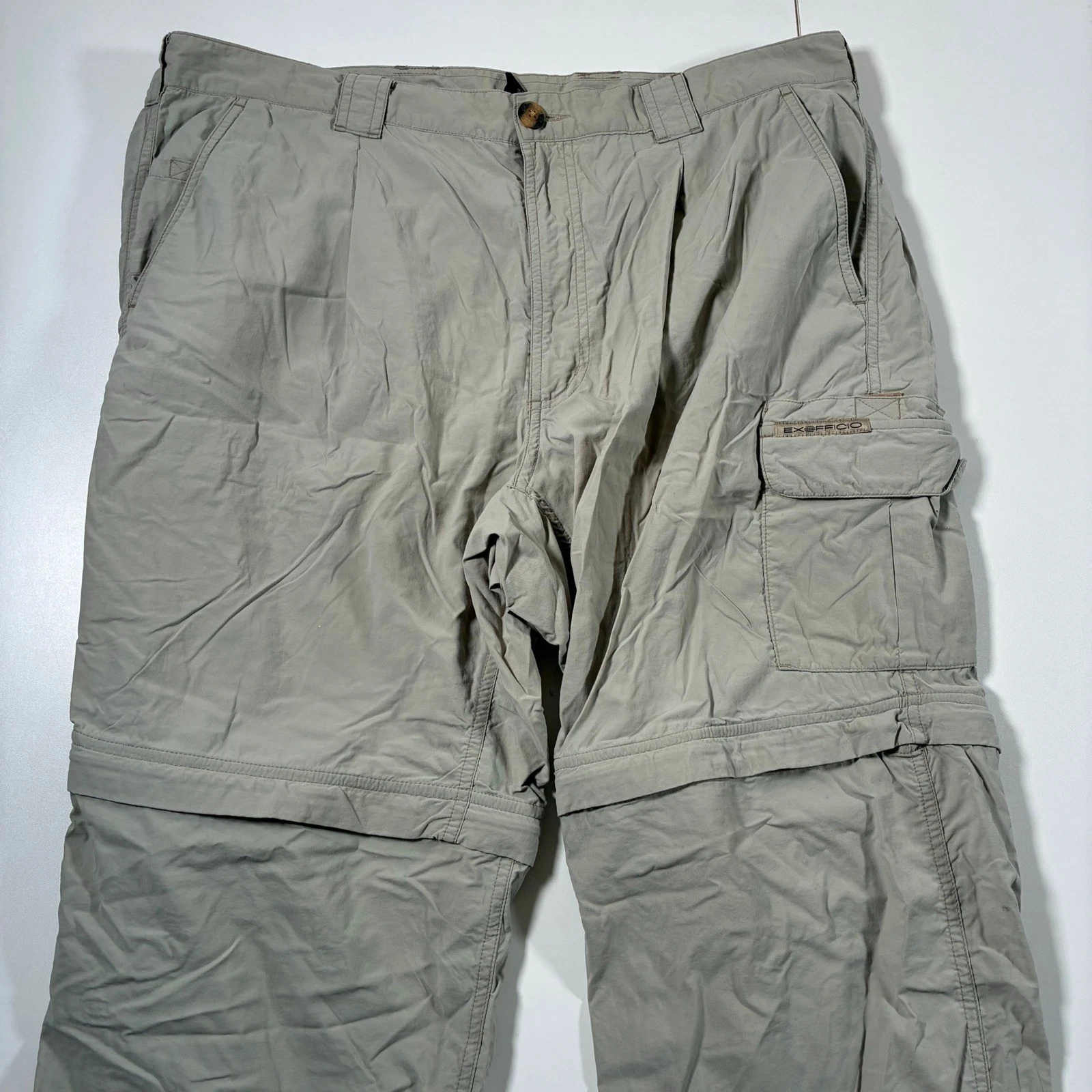 ExOfficio Convertible Pants 36x30 Beige Nylon Zip Off Hiking Cargo (Tag 38)