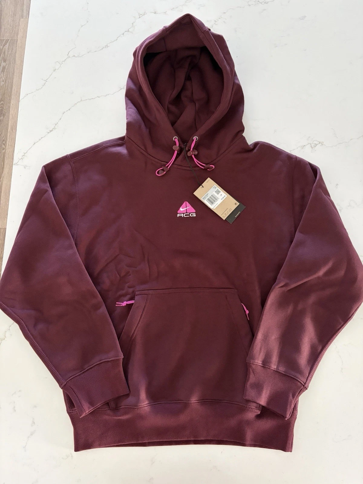 Nike ACG Therma-FIT Fleece Pullover Hoodie Burgundy H3087-652 Mens Size XS