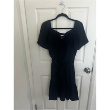 DKNY Navy Short Sleeve Tie-Waist Mini Dress