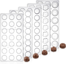 5 Pack Polycarbonate Chocolate Mold Set, 105 Cavities Candy Making Molds, Cookie