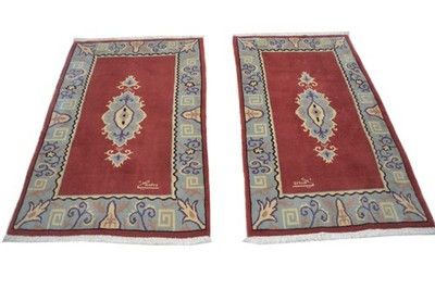 NR corner590 hand knotted two rugs Kerman wool approx 147 x 87 cm