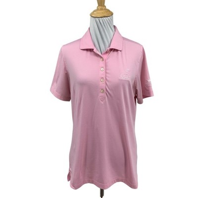 Peter Millar Polo Shirt Women M Medium Carnation White Element Wicking UPF *LOGO