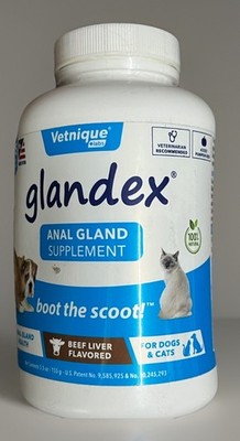 Glandex Anal Gland Fiber Supplement for Dog & Cats 5.5 oz Beef Liver Powder READ