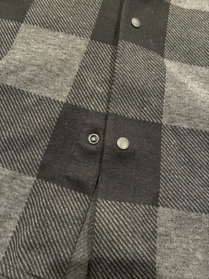 Lululemon Mens Flannel Shirt Grey Size L Large Snap Button Up Buffalo Plaid - Image 4 of 4