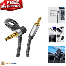 Durable Nylon Braided 3.5mm Male to Male Aux Cable with Right Angle Connector