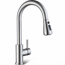 Brushed Nickel Kitchen Faucet with Pull Down Sprayer Stainless Steel High Arc