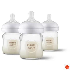 Philips Avent Glass Baby Bottle with Natural Response Nipple - 4oz/3pk