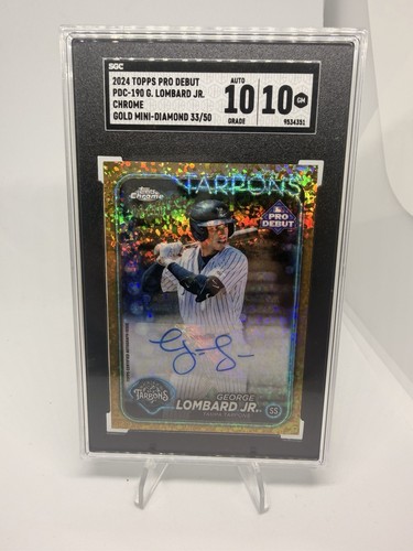  George Lombard Jr. SGC 10/10 2024 Topps Chrome Gold Mini-Diamond Auto /50 