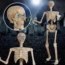 5.3 Ft Halloween Skeleton Decoration Skeleton Grim Animatronic Talking with C...