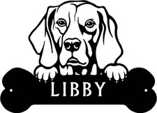 Weimaraner Head and Dog Bone Sign with Custom Name or Numbers