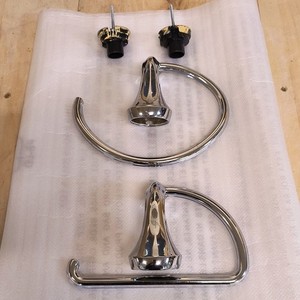 Set of 2 Chrome Metal Modern Wall Mounted Toilet Paper/Towel Holders Bathroom