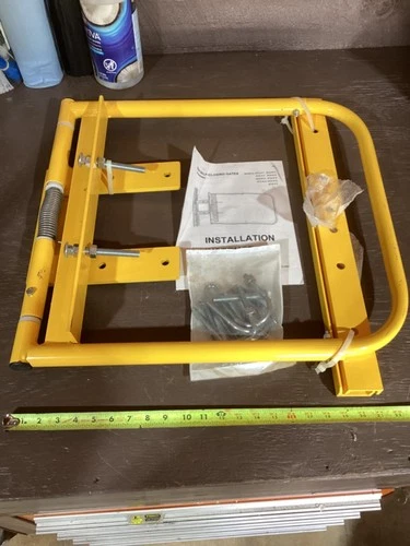 EGA Self-Closing Yellow Industrial Saftey Gate 22in x 24in with Mounting Bracket