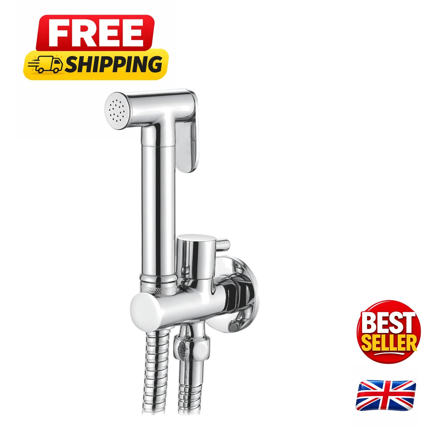 Handheld Stainless Steel Bidet Sprayer Kit & Chrome Attachment for Toilets