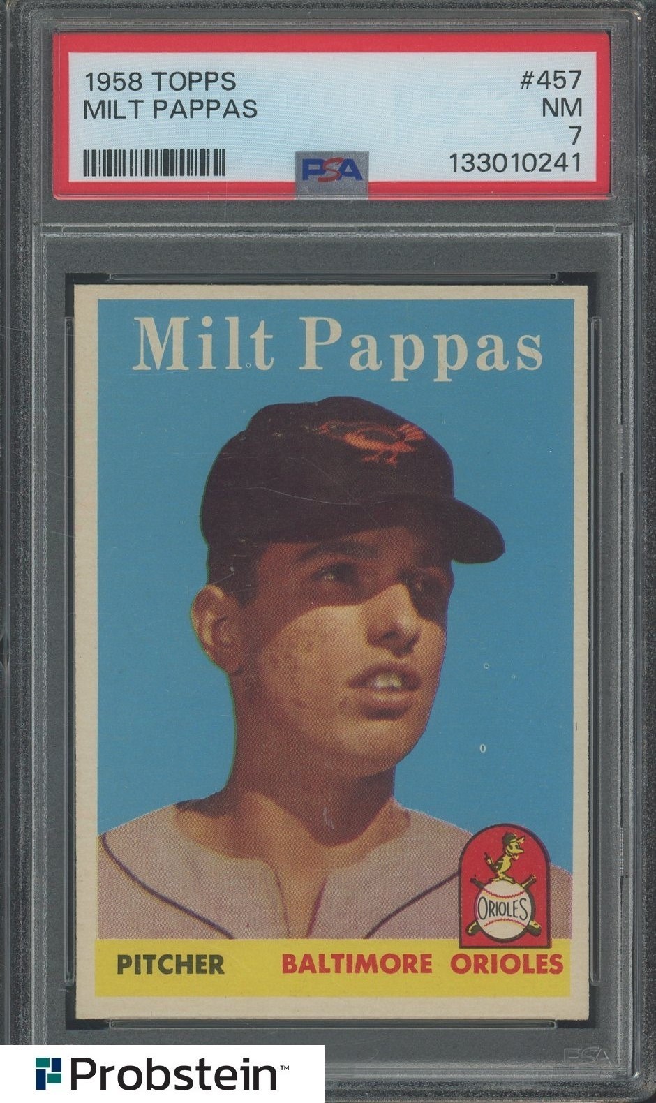 1958 Topps #457 Milt Pappas Baltimore Orioles PSA 7 NM