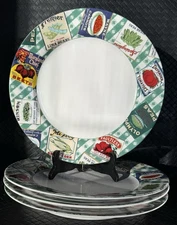 4 Fitz Floyd Omnibus American Country Cupboard Dinner Plates 10 Inch