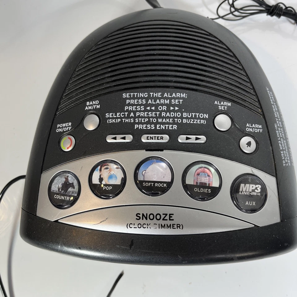 Timex MP3 entrada de linha T1233BA ajuste despertador rádio adaptador CA e bateria de backup - Imagem 2 de 4