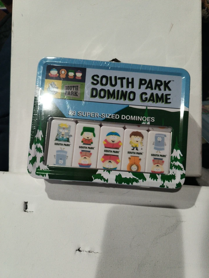 Vtg South Park Domino Game - 28 Super-Sized Dominoes W/Tin Lunchbox Case Sealed - Image 3 of 4