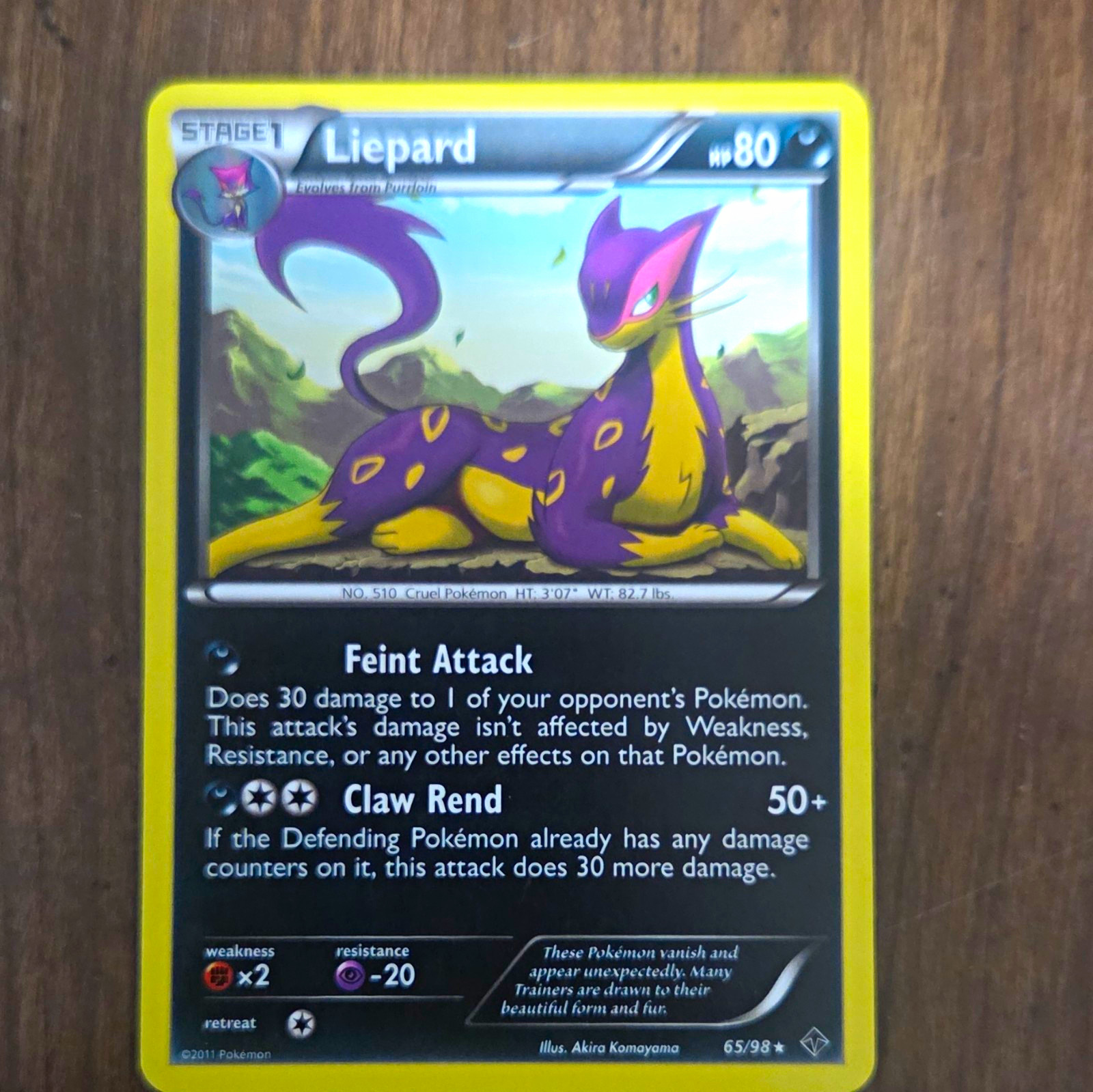 Pokemon TCG Liepard 65/98 Emerging Powers Uncommon Regular English HP 80 2011