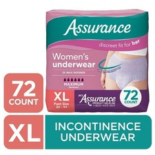 Assurance Women's Incontinence & Postpartum Underwear XL 72 Count