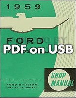 1959 1960 Ford Thunderbird Werkstatthandbuch Auf USB Service & Reparatur