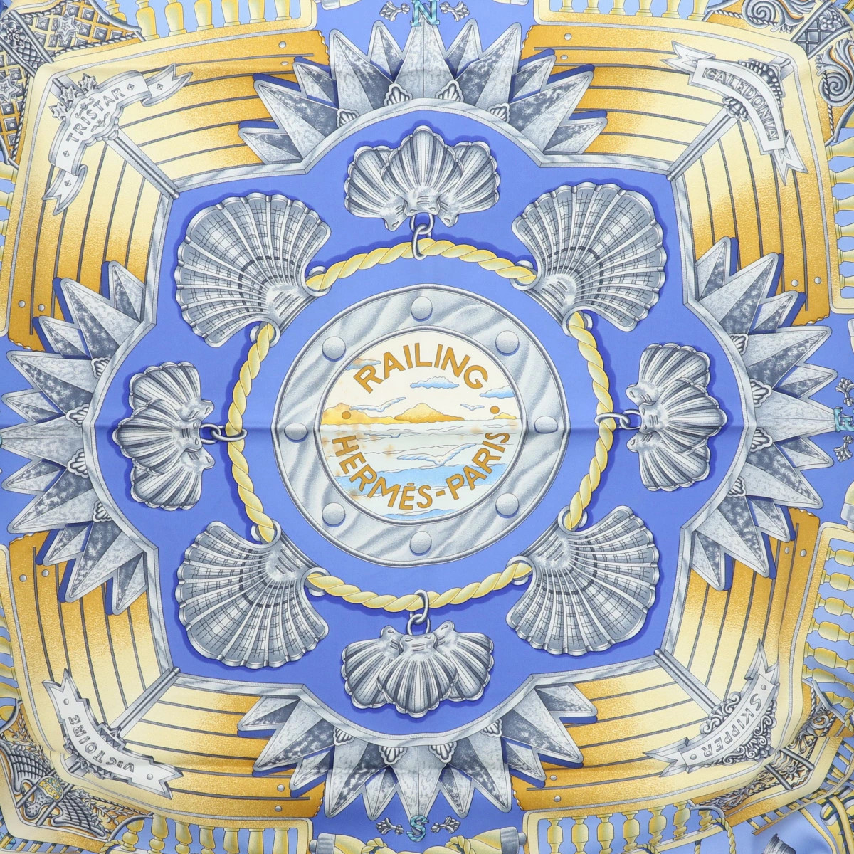 Hermes large scarf KARE 90 ship handrail RAILING silk r0_0209