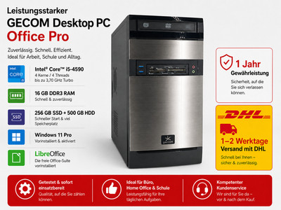 PC i5-4590 4x3,30GHz 16GB 256GB SSD  500 HDD Windows 11 Büro Computer