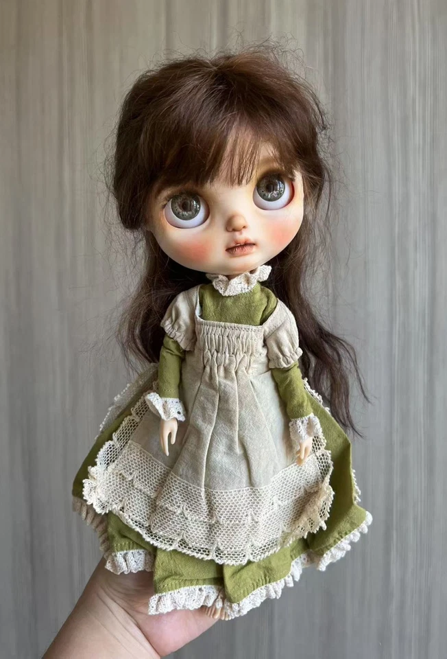 Conjunto de vestido retro verde y escoba de paja para Blythe, Licca-Castle, Momoko, Azone S Foto 3 de 4