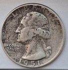 1951 Washington Quarter - 90% Silver - Junk