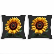 Set of 2 Throw Pillow Covers 18x18in -Vibrant Sunflower Design for Couch Bed Car