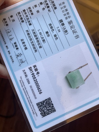 100% Natural Grade A Jadeite Jade Pendant 水潤陽綠路路通 帶證 - Picture 12 of 12