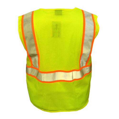 Safety Work Hi Vis ANSI Class 2 Reflective Tape Vest High Visibility Neon Green - Picture 3 of 4