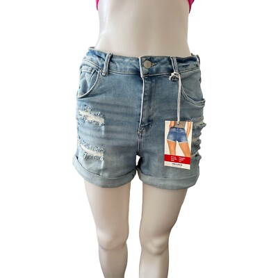Wax Jean Women's Juniors Classic High Rise Denim Shorts Plus