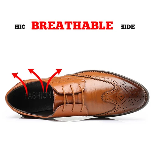 Herren-Schuhe, Formelle Business-Schuhe Klassische Schnür-Oxfords Brogues Schuhe - Bild 6 von 19