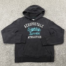 Aeropostale Hoodie Womens XL Black Logo Pullover Sweatshirt Sweater Preppy Aero