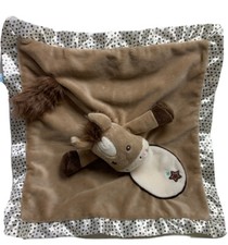 Douglas Baby Horse Lovey Security Blanket Satin Trim Soft Brown With Stars