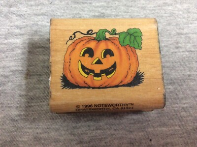 Vintage 1996 Noteworthy Halloween Pumpkin Rubber Stamp
