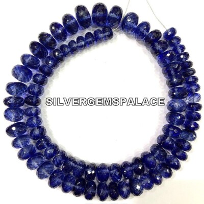 Extremely Rare~Blue Sapphire Faceted Rondelle Deep Blue Large Gemstone Beads.