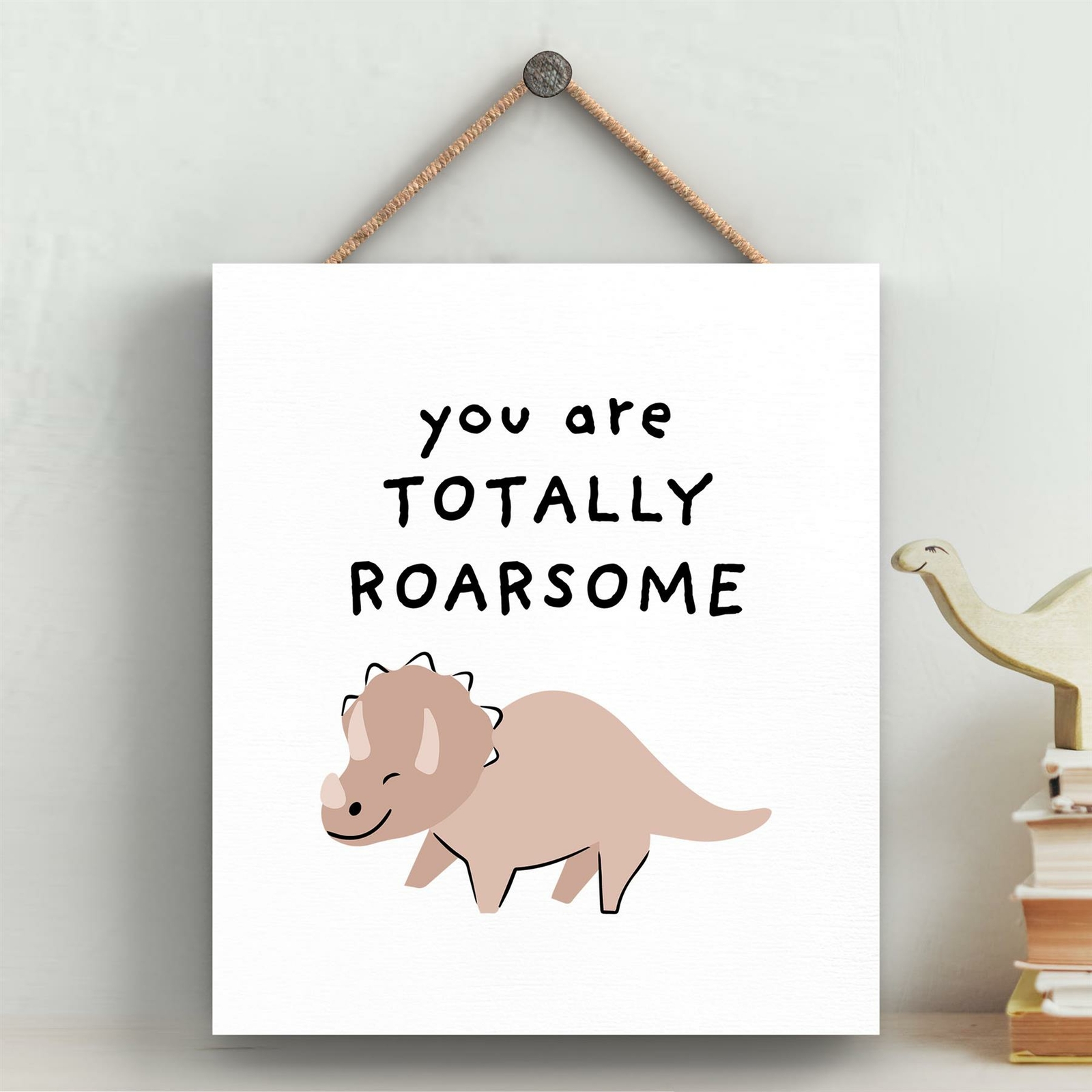 DINOSAUR TOTALLY ROARSOME TRICERATOPS KIDS BEDROOM SIGN HANGING PLAQUE