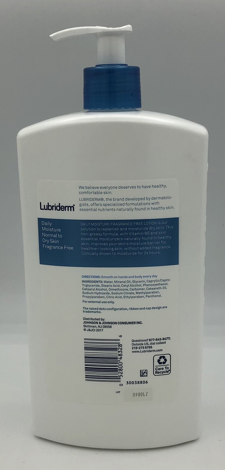 Lubriderm Daily Moisture Lotion Fragrance-Free Normal To Dry Skin 24 OZ