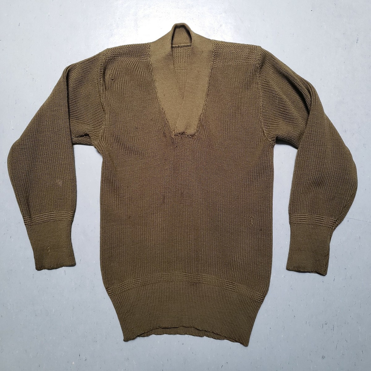 Vtg WW2 World War 2 US ARMY Green Wool V Neck Sweater RARE | eBay