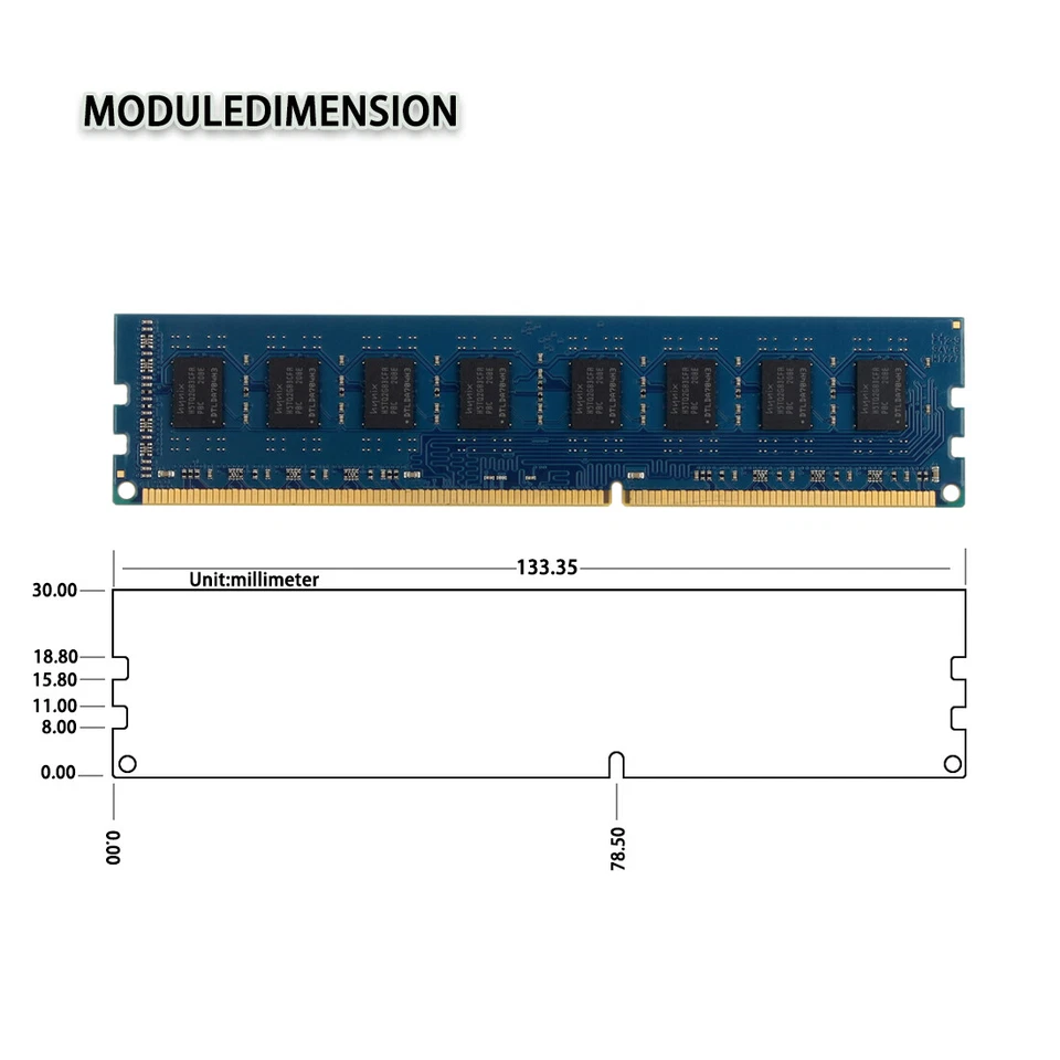 16G Hynix 4X 4GB DDR3 1333MHz 2RX8 PC3-10600U 240PIN DIMM Desktop Memory RAM LOT - Image 4 of 4