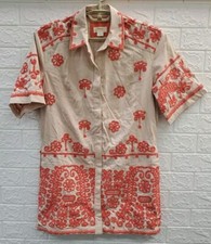 New Maeve By Anthropologie Short Sleeve Button Up Shirt Dress Tan/Orange Sz XS