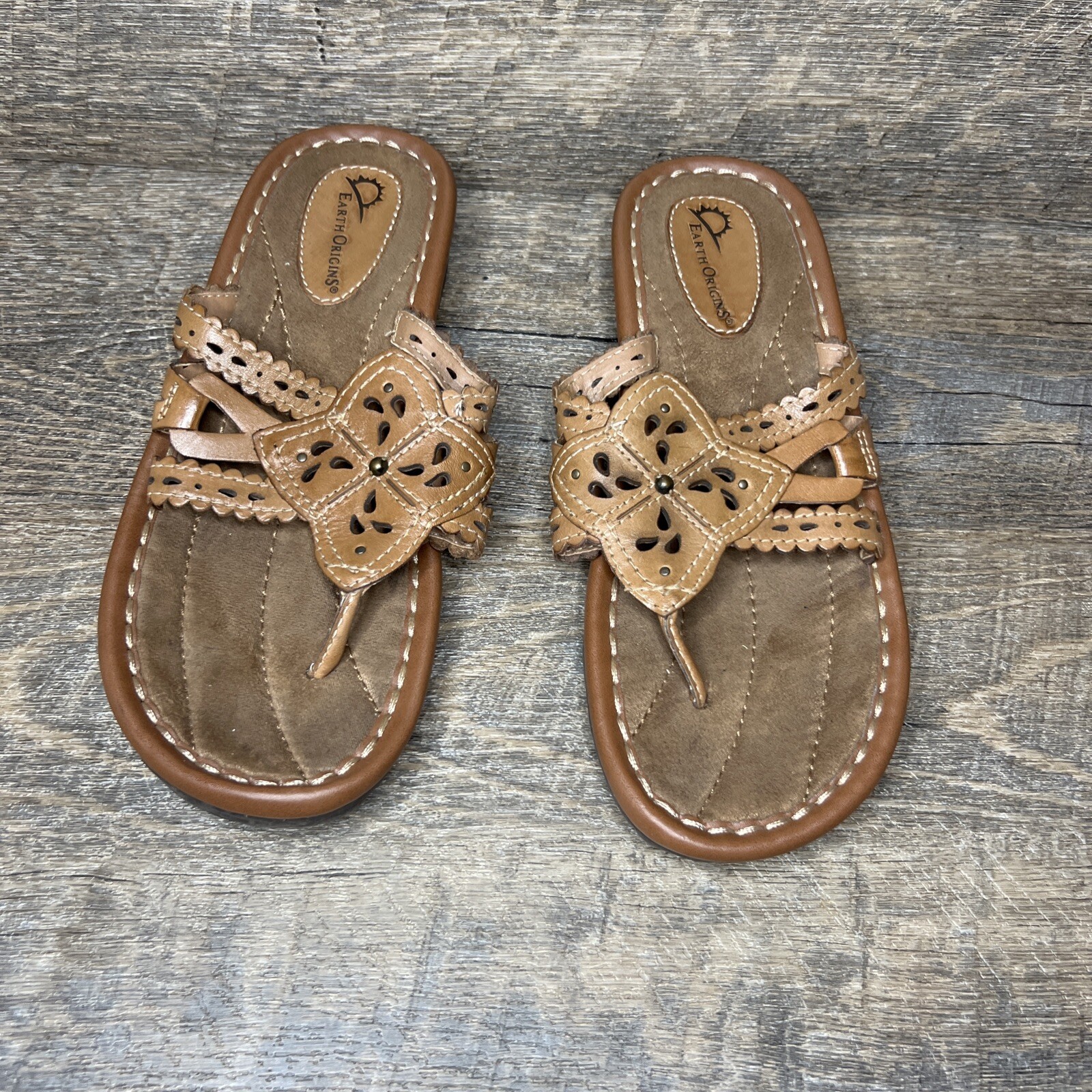 Earth Origins Rita Leather Flip Flop Brown Shoes Size 8 Women’s eBay