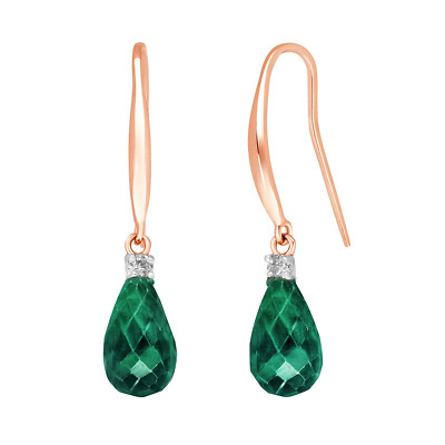 14K. GOLD FISCH HAKEN OHRRINGE MIT DIAMANTEN & SMARAGDEN