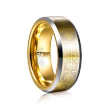8mm Mens Ring Tungsten Cross Wedding Band Pro...
