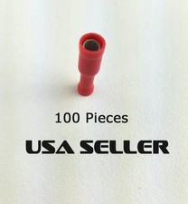 100pcs RED 22-18 GA BULLET CONNECTOR FEMALE VINYL TERMINAL .157 ROUND Quick Disc