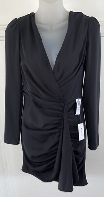 NWT New $138 Aritzia Babaton ENCORE Faux Wrap Deep V Mini Dress Size 2 XS