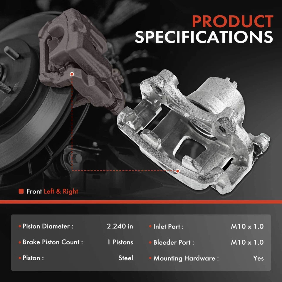 2x Front Brake Caliper with Bracket for Nissan Altima Maxima Sentra Infiniti I30 - Image 2 of 4