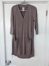 Anthropologie Dolan Tegan Tunic Dress women's size medium taupe slinky