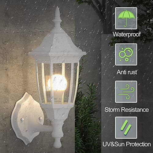 LED PORCH LIGHT White Exterior Wall Lights Fixtures Security Lamp 2